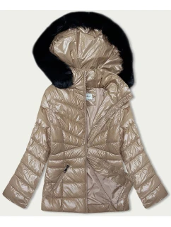 Dámska béžová prešívaná zimná bunda (V776G)