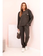 Dámska maslová mikina a nohavice s khaki gumou