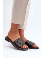 Zazoo 40384 Eleganckie Skórzane Klapki Damskie Czarne