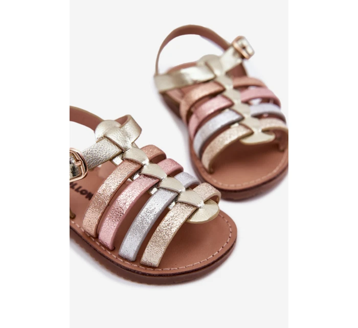 Sandałki Dziecięce Dziewczęce Z Eko Skóry Złote Mariana Sandałki Dziecięce Dziewczęce Z Eko Skóry Złote Mariana