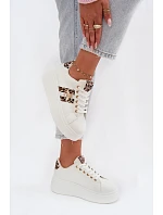 Dámské tenisky na platformě s přezkou Bílá leopardí vzor Palvessa Dámské tenisky na platformě s přezkou Bílá leopardí vzor Palvessa