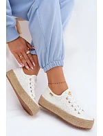 Krajkové tenisky espadrilky na platformě model 22102795 Bílé - Lee Cooper