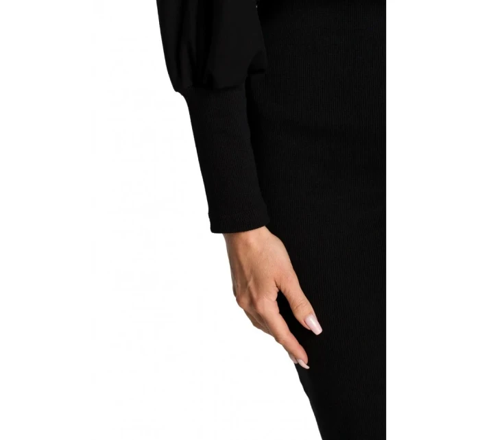 Pletené šaty v hladké černé model 17626025 - Moe