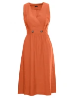 šaty bez rukávů oranžové model 18002739 - STYLOVE