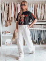 Dámské tepláky s širokými nohavicemi PREMIUM ecru Dstreet model 21988137 - FashionStreet