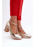 Zlaté lodičky Raniyah na vysokom podpätku z ekokože