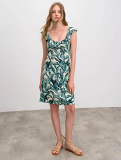 Dámské šaty model 21229197 Světle béžová / zelená - Vamp