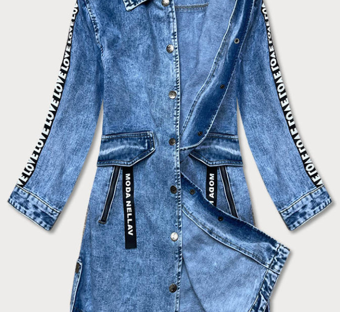 Svetlomodrá voľná dámska džínsová bunda/prehoz cez oblečenie (POP5990-K)