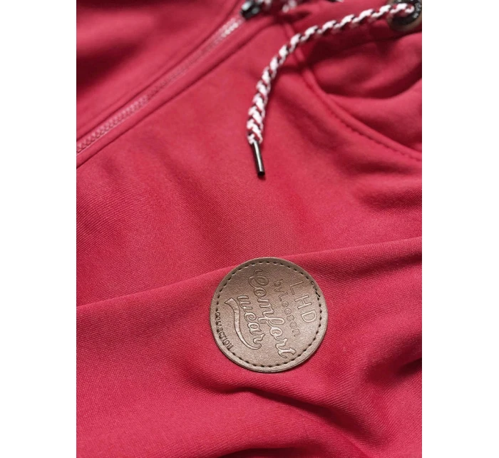 Červená dámska mikina s ozdobnou kapucňou (AMG725-2)