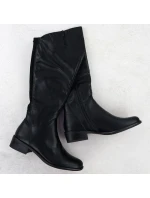 Dámské černé kožené boty model 21905312 - JEZZI