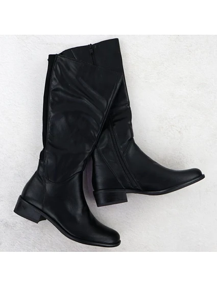 Dámské černé kožené boty model 22317932 - JEZZI