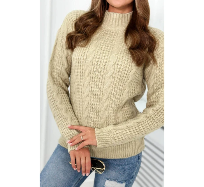 Sveter nasadený cez hlavu svetlo béžová