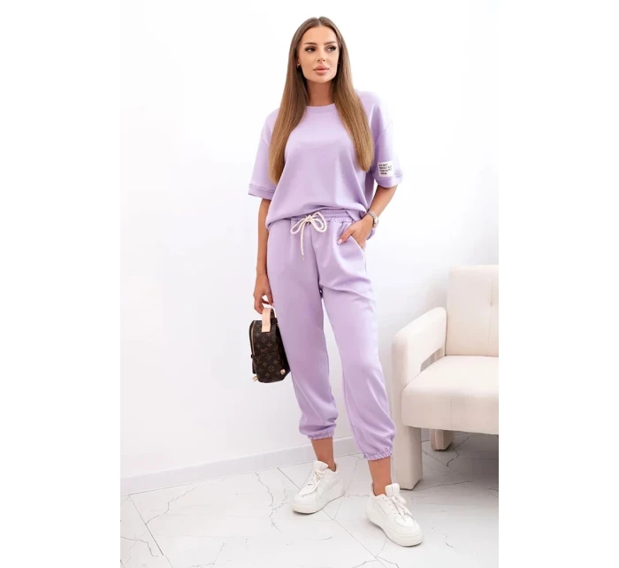 Dámsky viskózový set s krátkym rukávom a nohavicami svetlo fialový
