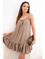 Dámské viskózové šaty na ramínkách s volánem a vázáním fango