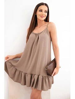 Dámské viskózové šaty na ramínkách s volánem a vázáním fango