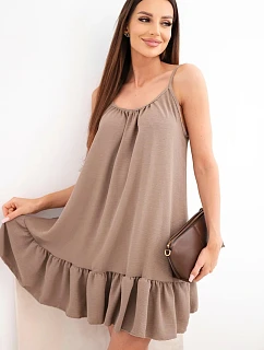 Dámske viskózové šaty bez ramienok s volánom a fango viazaním