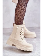 Dámske zateplené kožené čižmy Dorchen light beige