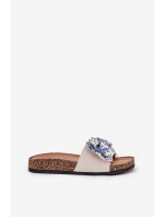 Dámské pantofle s mašlí na korkové platformě modré model 21687419 - Boto Dámské pantofle s mašlí na korkové platformě modré model 21687419 - Boto