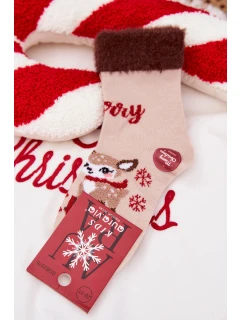 Vánoční dětské ponožky s kožíškem a  alpaka béžová model 21786761 - Aura.via