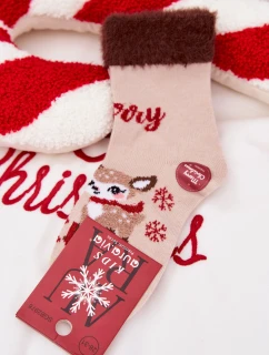 Vánoční dětské ponožky s kožíškem a  alpaka béžová model 21786761 - Aura.via