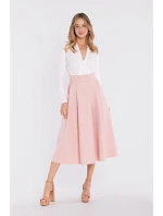 model 22152190 Vzorovaná midi sukně s vysokým pasem broskvová - STYLOVE