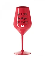 THE BEST SISTER IN THE WORLD - červený nerozbitný pohár na víno 470 ml