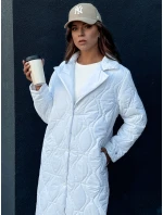Dámský prošívaný dlouhý kabát bílý Dstreet model 21978774 - FashionStreet