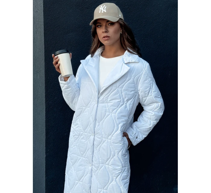 Dámský prošívaný dlouhý kabát bílý Dstreet model 21978774 - FashionStreet