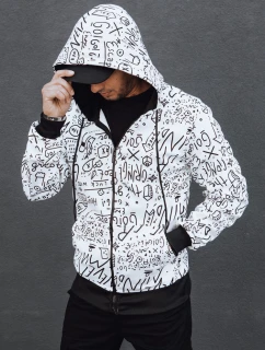 Pánska mikina na zips s kapucňou biela FashionStreet BX5811