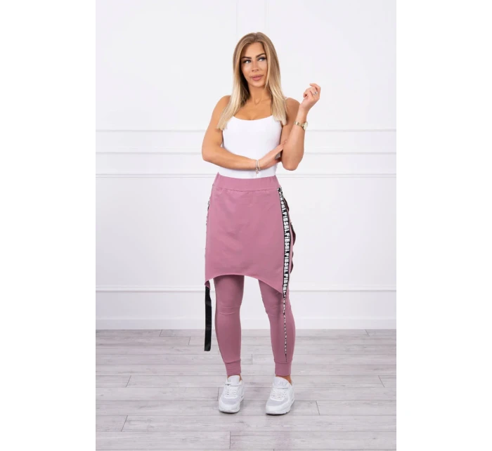 Nohavice/oblek s nápisom selfie tmavo ružové