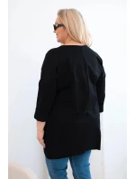 Dámská blůza Plus Size s delším zadním dílem a dlouhým rukávem černá
