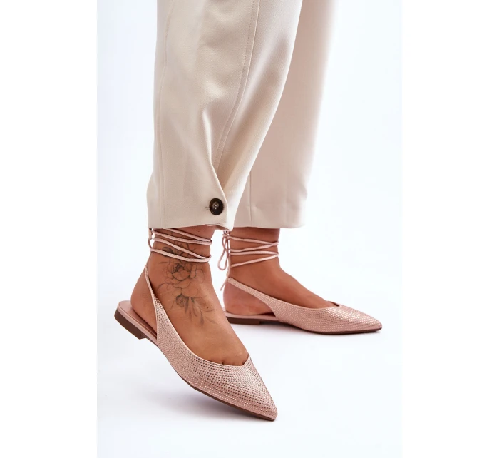 Wiązane Damskie Baleriny Zdobione Ćwiekami Beżowe Jange Wiązane Damskie Baleriny Zdobione Ćwiekami Beżowe Jange