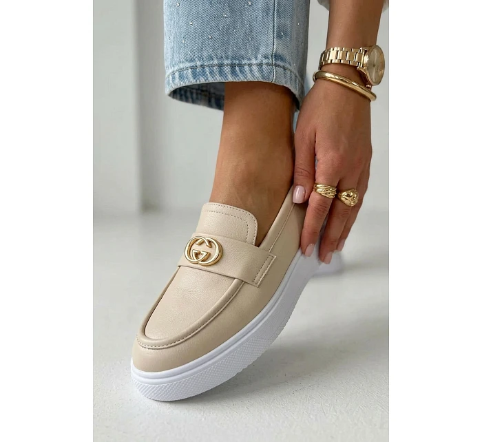 Kožené dámské mokasiny na platformě Vinceza Béžové