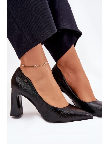 Dámske lodičky na širokom podpätku Vinceza - čierne Dámske lodičky na širokom podpätku Vinceza - čierne