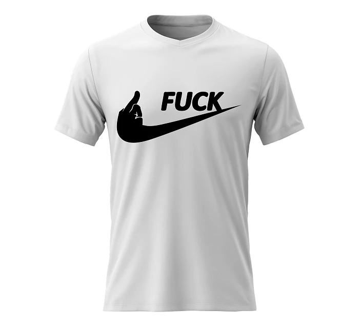 Pánské bavlněné tričko s potiskem - FUCK - bílé Pánské bavlněné tričko s potiskem - FUCK - bílé