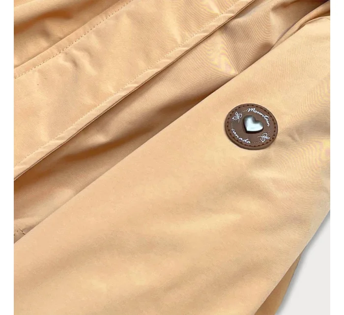 Dámska bunda v pieskovej farbe s kapucňou (CAN-563)