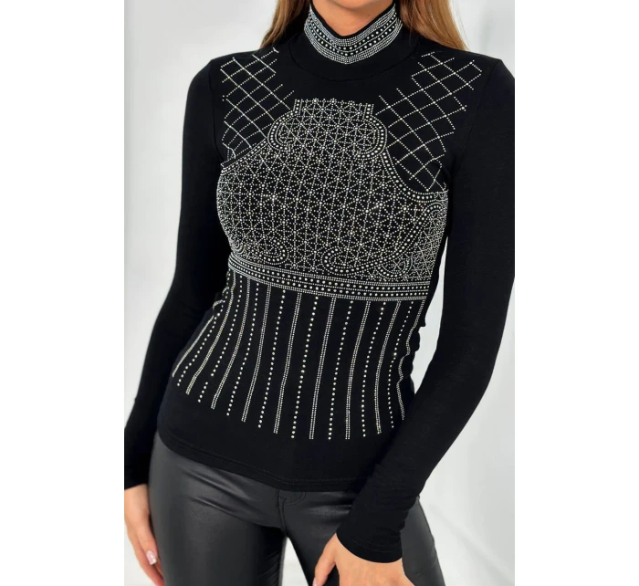 Halenka z viskózy se model 19049192 motivem černá - K-Fashion