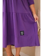 Dámská bavlněná sukýnka Plus Size s volánky a ohrnutým rukávem fialová Dámská bavlněná sukýnka Plus Size s volánky a ohrnutým rukávem fialová