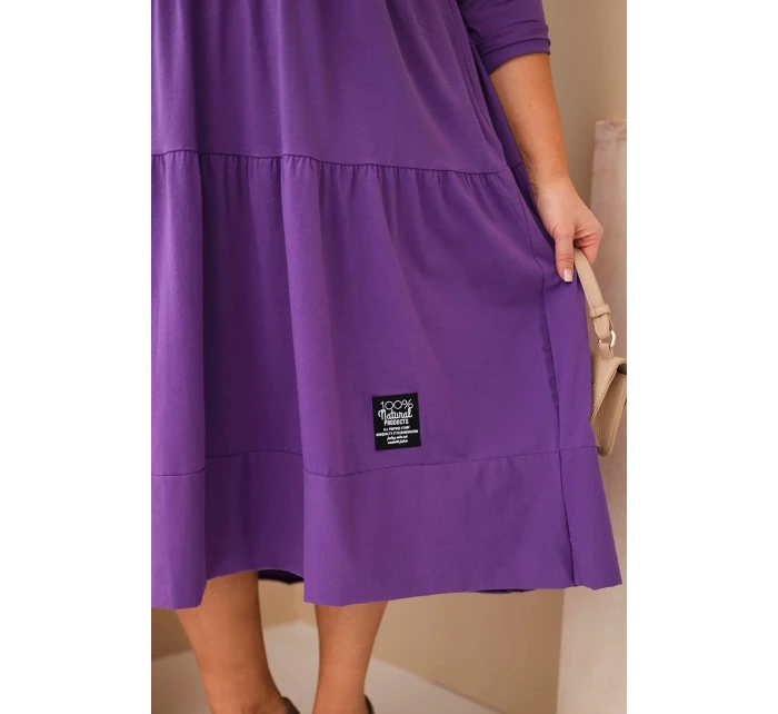 Dámská bavlněná sukýnka Plus Size s volánky a ohrnutým rukávem fialová Dámská bavlněná sukýnka Plus Size s volánky a ohrnutým rukávem fialová