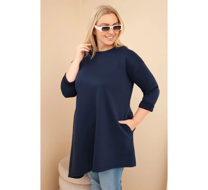 Dámská Plus Size z viskózy s volným střihem a dlouhým rukávem model 21808675 - K-Fashion Dámská Plus Size z viskózy s volným střihem a dlouhým rukávem model 21808675 - K-Fashion