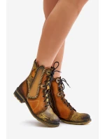 Dámské Kožené Boty Na Plochém Podpatku model 21677259 Žluté - Maciejka