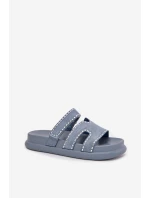 Dámské pantofle se zdobením na platformě modré model 21703959 - Boto