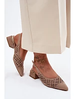 Kožené Semišové Dámské Sandály Otevřené Sítě Na Klín D&A CR61-3004 Béžové