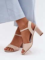 Dámske sandále na podpätku Sergio Leone SK861 Beige