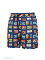 Pánské plavkové kraťasy Happy Shorts long model 20823028 Tmavě modrá mix - Self