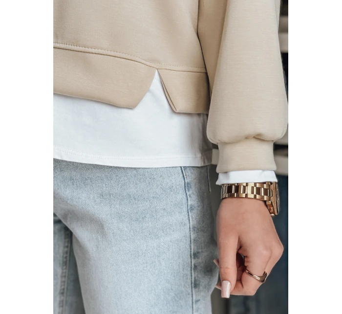 LUZZIO dámska oversize mikina svetlo béžová FashionStreet BY1384