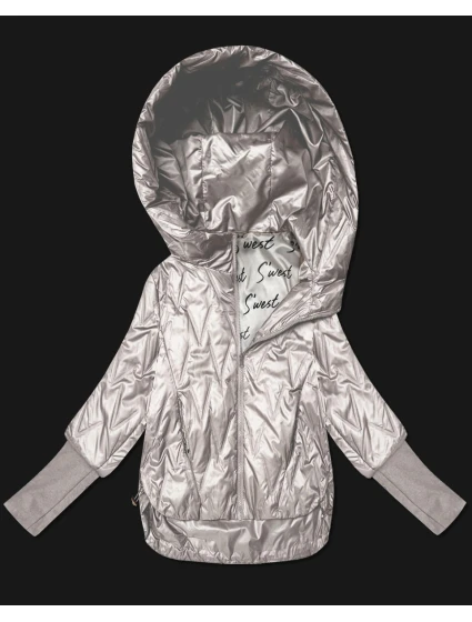 Dámska tenká bunda s pletenými rebrovanými manžetami Goodlookin light beige (B8575-9)