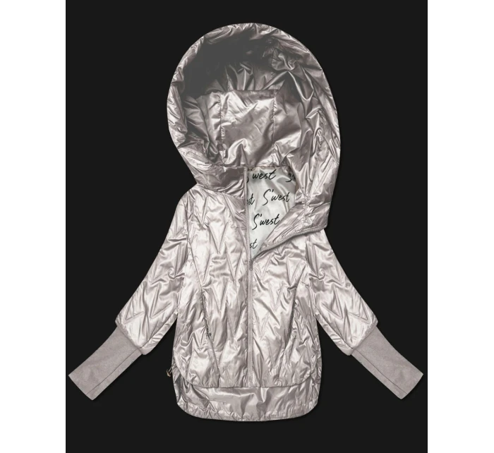 Dámska tenká bunda s pletenými rebrovanými manžetami Goodlookin light beige (B8575-9)