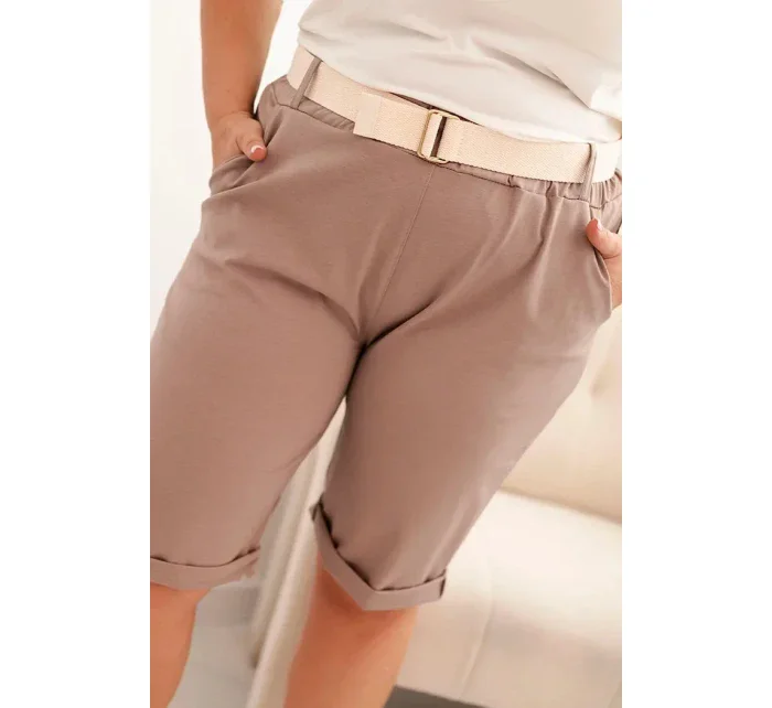 Dámské bavlněné šortky Plus Size s páskem fango