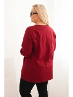 Dámská blůza Plus Size s výstřihem do V a dlouhým rukávem bordó Dámská blůza Plus Size s výstřihem do V a dlouhým rukávem bordó